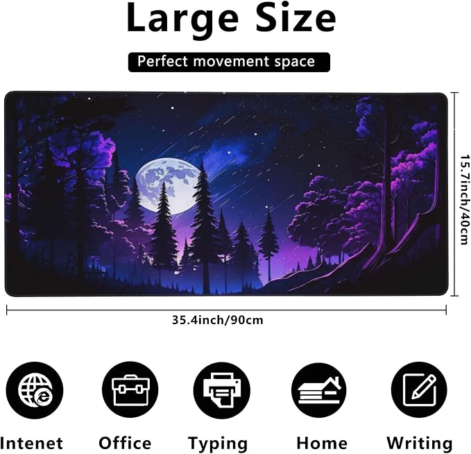 Gaming Mouse Mat Moon and Forest Large Mouse Pad Extended Mouse Pad Desk Mat - Image 3