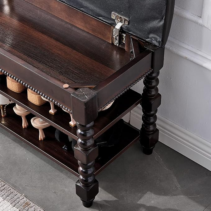 LEILISI Shoe Bench, Wood Storage Bench - Image 7