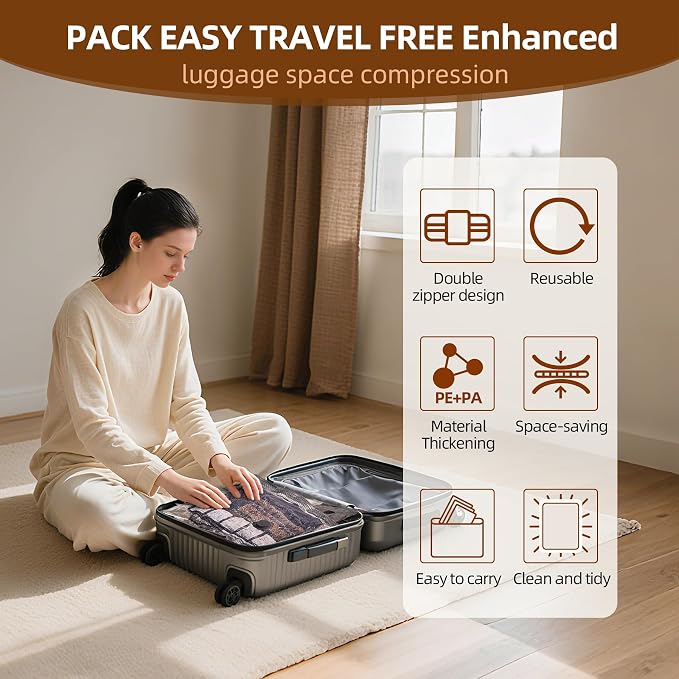 18 Pack Travel Vacuum Bags for Clothing, Compression Seal Packing Cubes for - Image 4