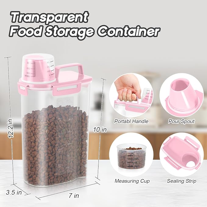 3+5Lbs 2Pack Small Cat Dog Food Storage Containers BPA Free, Airtight Pet Food - Image 3