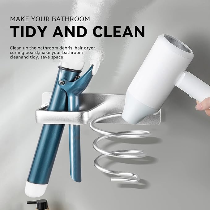 YUET Hair Dryer Holder Hairdryer Station Wall Mounted Spiral Shelf Bracket - Image 3