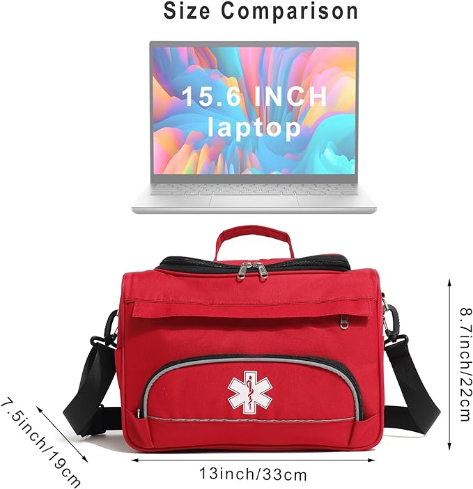 Empty Red First Responder Bag On Call Trauma Bag EMT First Aid Carrier - Image 2