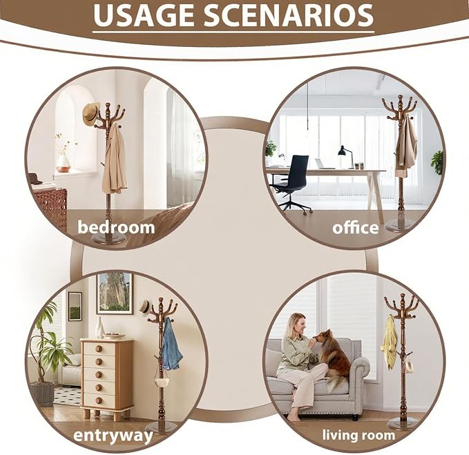 Solid Wooden Coat Rack Stand, Coat Racks Freestanding - Image 5