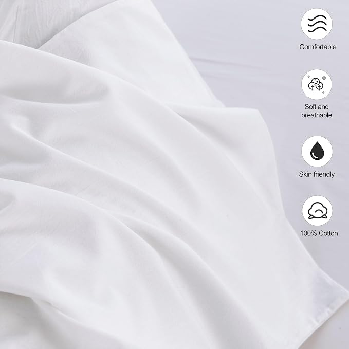 MooMee Bedding Pillowcases Pack of 2 100% Washed Cotton Linen Like Textured - Image 6