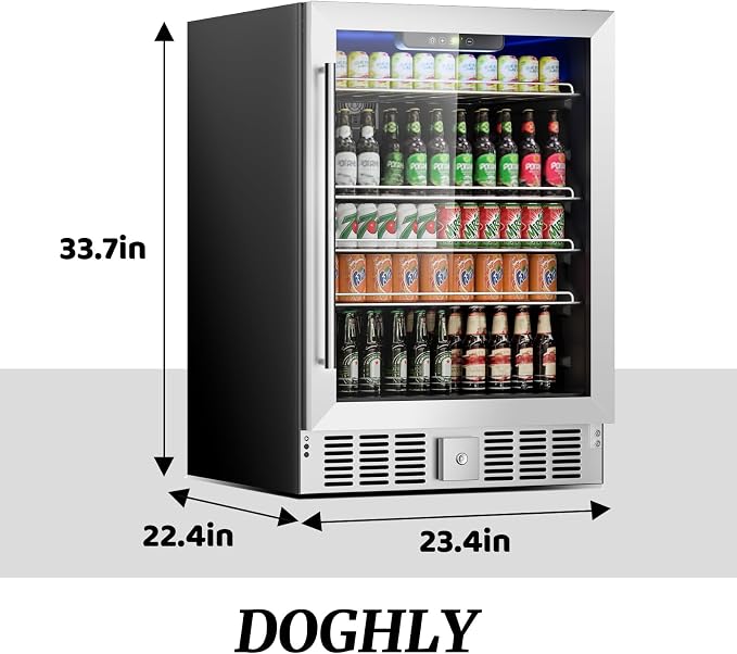 Beverage Refrigerator Cooler, 182 Can Mini Fridge Glass Door - Image 3