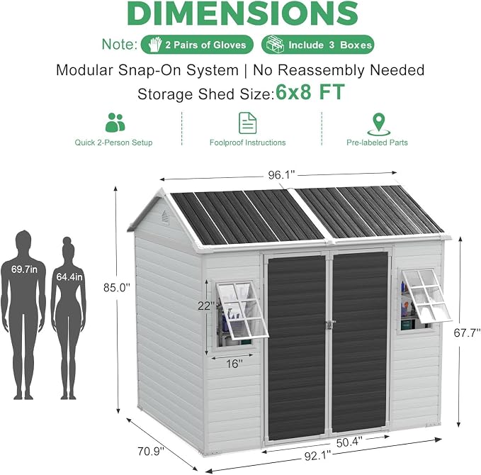 6x8 FT Plastic Storage Sheds Outdoor - Image 7