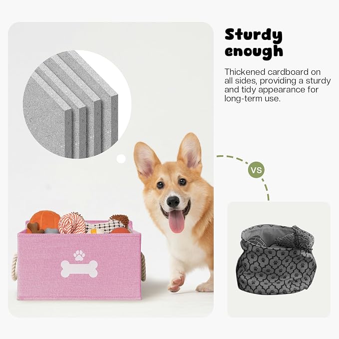 Dog Toy Basket with Lid, Dog Basket - Image 5