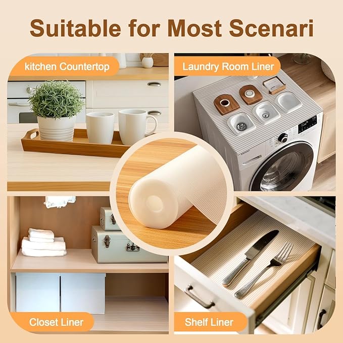 FEXIA 2 Rolls Shelf Liners for Kitchen Cabinets Non-Slip Drawer Liner 24 Inches - Image 7