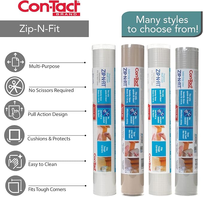 Con-Tact Brand Adhesive Zip-N-Fit Drawer Liner, Solid Grip and Non-Slip Shelf - Image 2