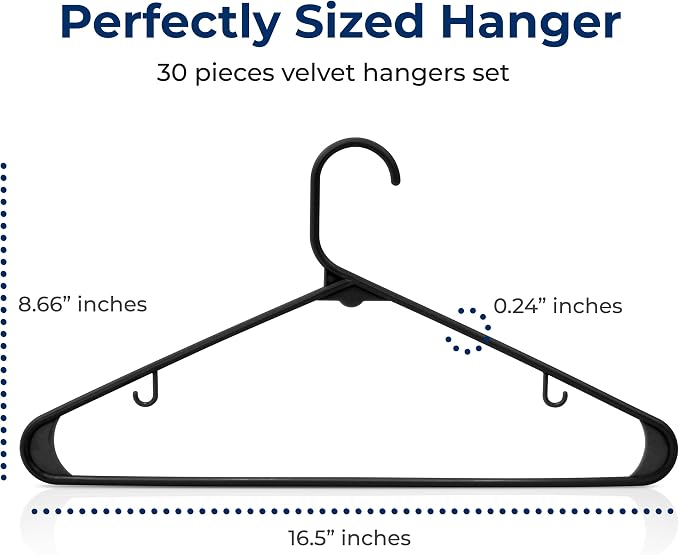 SereneLife 30 Pack Plastic Hangers, Space-Saving Closet Organizers, Durable and - Image 2