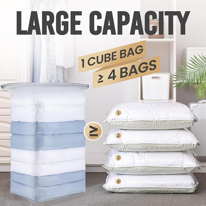 TAILI 6 Pack Vacuum Storage Bags, Jumbo Cube, Extra Large Vacuum Seal Bags - Image 2