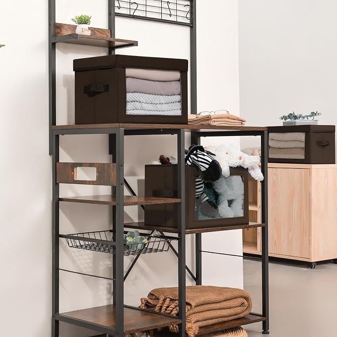 Brown Fabric Storage Bins with Lids - Image 4