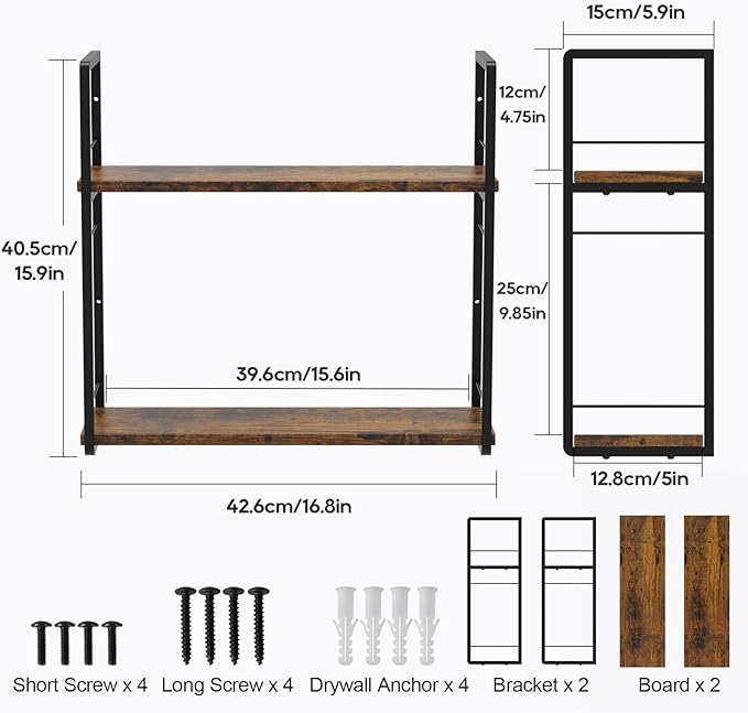 2-Layer Wall Bookshelf for Book Storage, Floating Book Shelves for Wall - Image 3