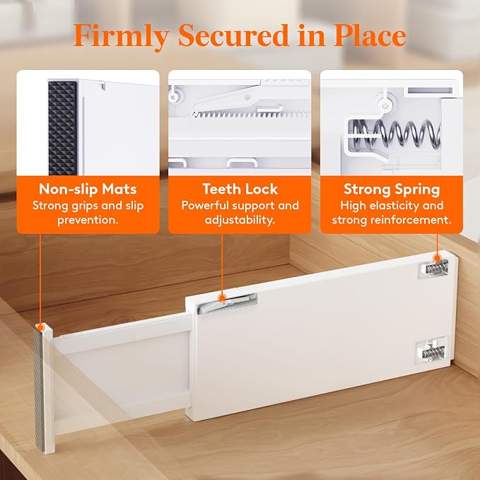 Lifewit 5 Pack 5" High Drawer Divider, 13.5-22" Expandable Deep Drawer Dividers - Image 3