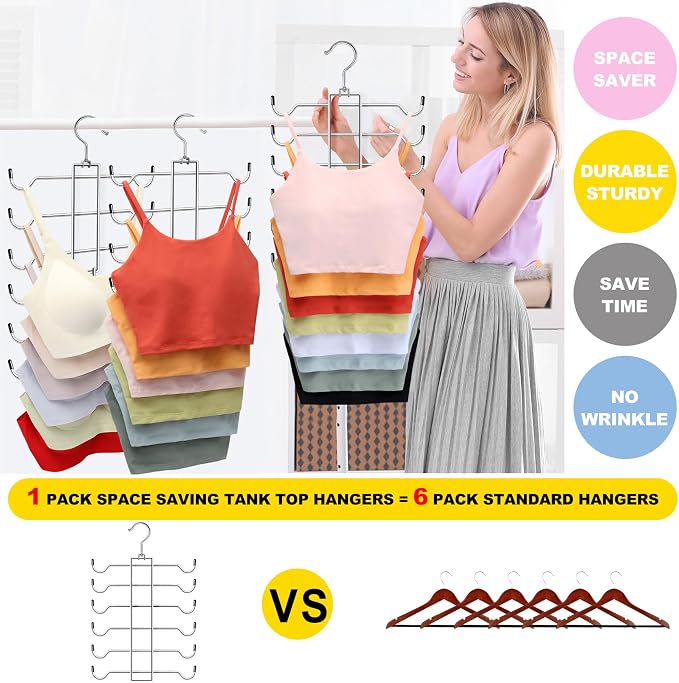 1 Pack Closet-Organizers-and-Storage, 6 Tier Tank-Top-Hangers-Space-Saving - Image 4