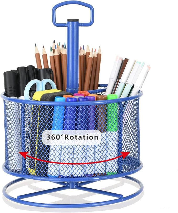 Marbrasse Mesh Desk Organizer, 360-Degree Rotating Multi-Functional Pen Holder by Marbrasse