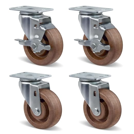 4" Hi-Temp Glass FiIled Nylon Casters, Heavy Duty Casters Set of 4, Industrial by CWfutureparts
