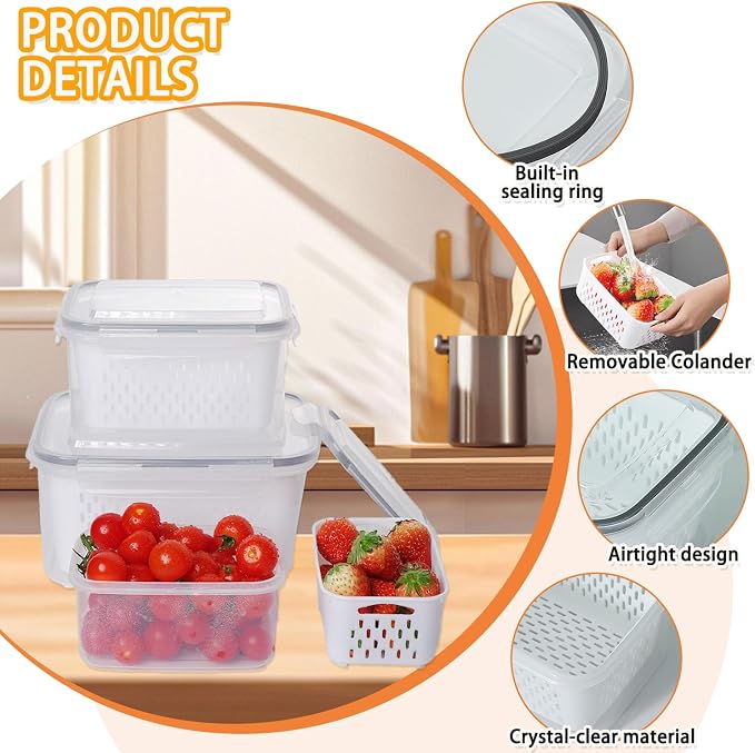 6 PCS Fruit Storage Containers for Fridge - Image 4