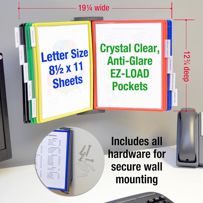 Ultimate Office AdjustaView 10-Pocket Wall Reference Organizer - Image 6