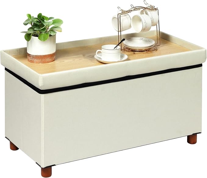 PINPLUS Linen Coffee Table Ottoman by PINPLUS