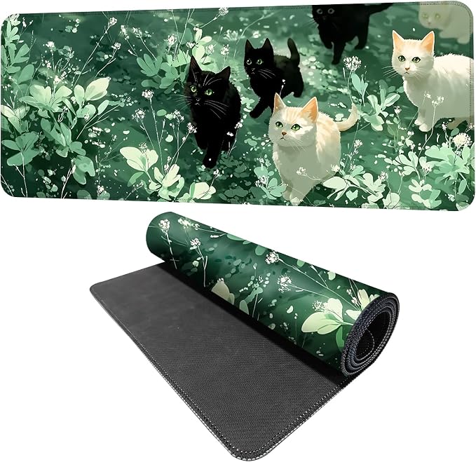 Cute Cat Mouse Pad Large Gaming Desk Mat by THISFIND