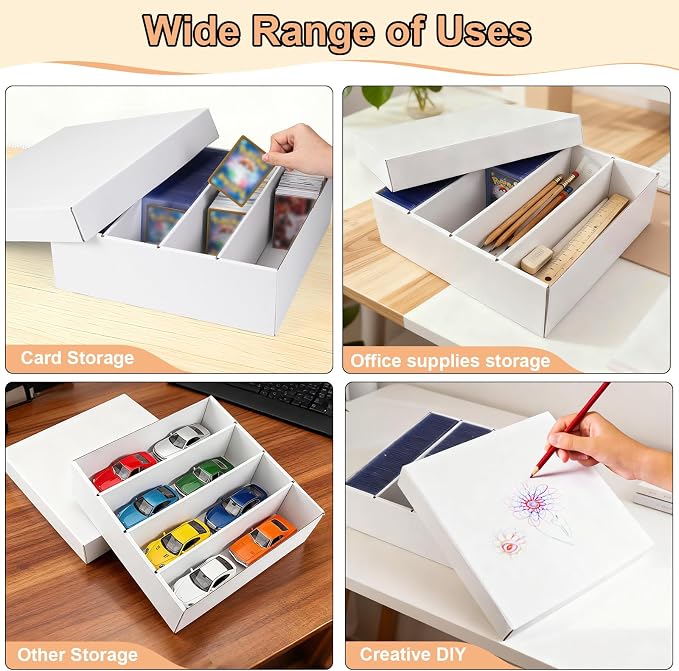 5 Pack Toploader Trading Card Storage Box, 4 Row 3200 Count White Cardboard - Image 7