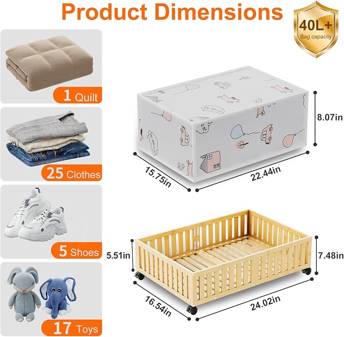 Bamboo Under Bed Storage Containers - Image 6