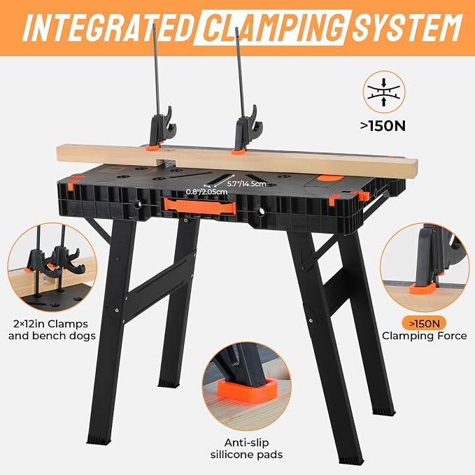TLGREEN Folding Work Table, 2 Pack, Express Portable Workbench Set of 2 - Image 5