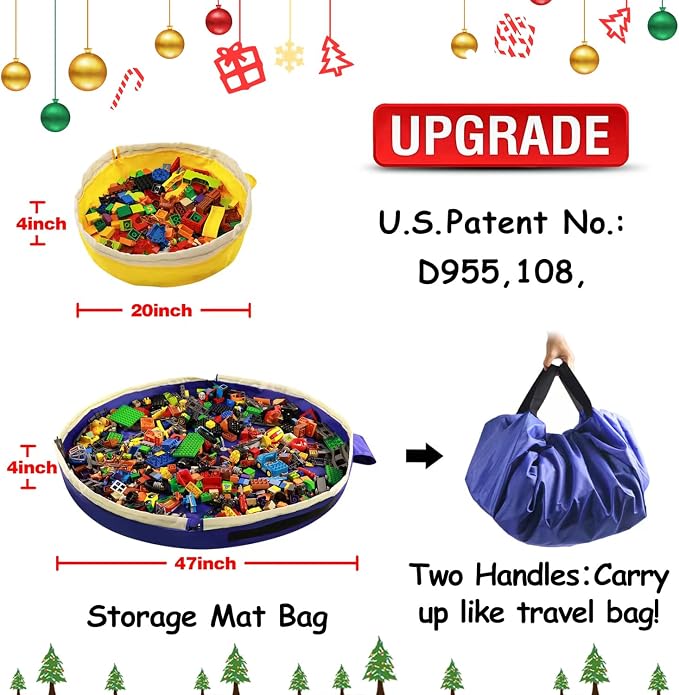 Toy Storage Mat Bag by Drawstring - Image 2