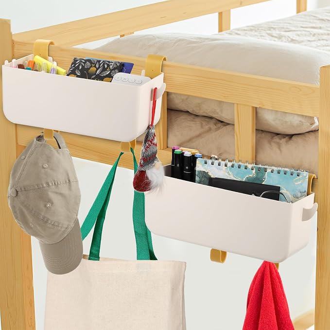 yarlung 2 Pack Bedside Organizer Hanging Caddy, Bunk Bed Shelf Plastic Storage - Image 5