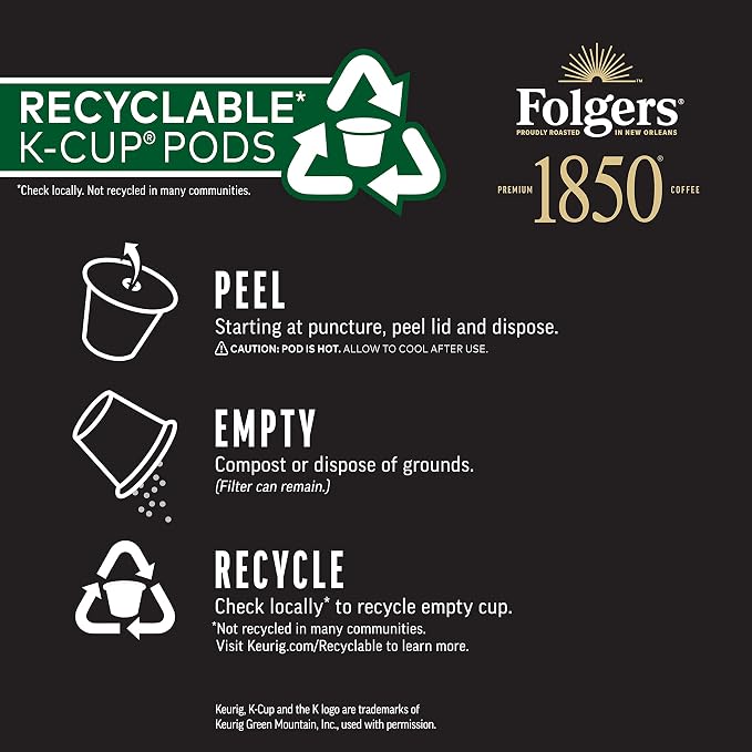 Folgers 1850 Black Gold Dark Roast Coffee, 10 Keurig K-Cup Pods - Image 4