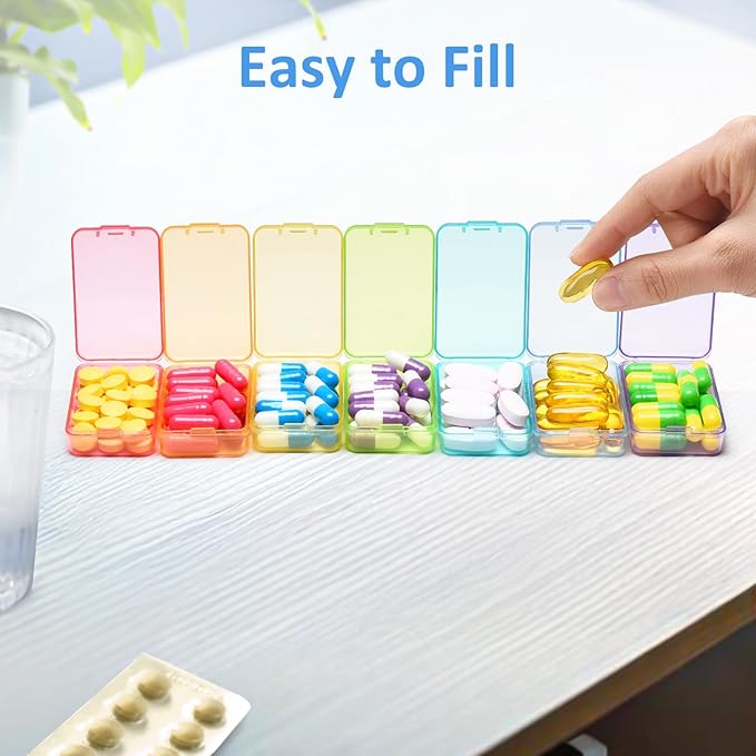 Fullicon Small Pill Case for Purse, Travel Medicine Pill Organizer, Weekly 7 - Image 4