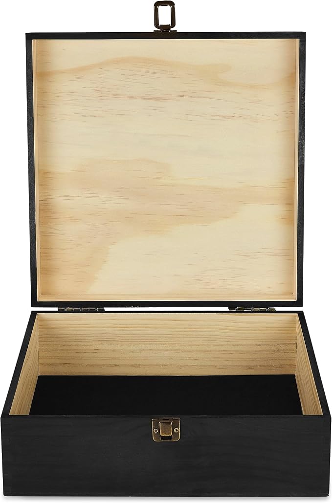 makerflo Large Black Pine Wood Memory Box - Image 4