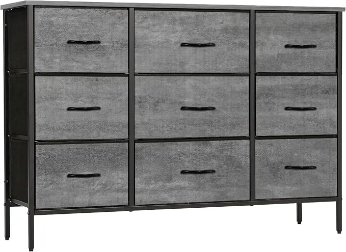 Dresser for Bedroom with 9 Deep Drawers, Wide TV Stand Modern TV Console by VASICAR