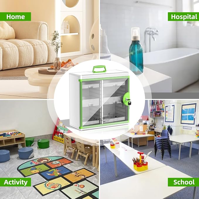 Glosen Medicine Cabinet with Key Wall Mounted Medication Lock Box 【 Green 15x - Image 6
