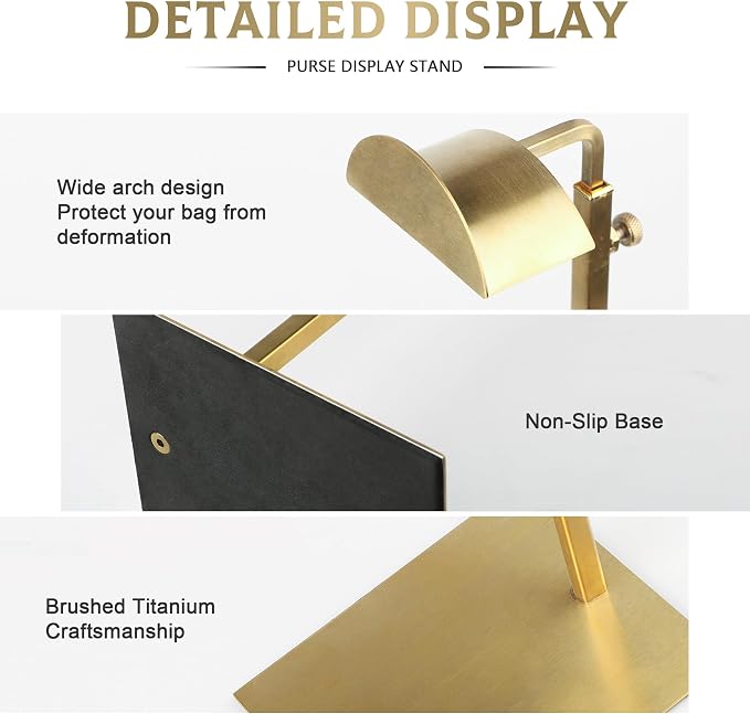 Purse Display Stand Adjustable Height Gold Purse Rack - Image 3