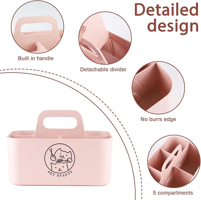 5-Compartment Pink Dog Stuff Storage Caddy - Image 3