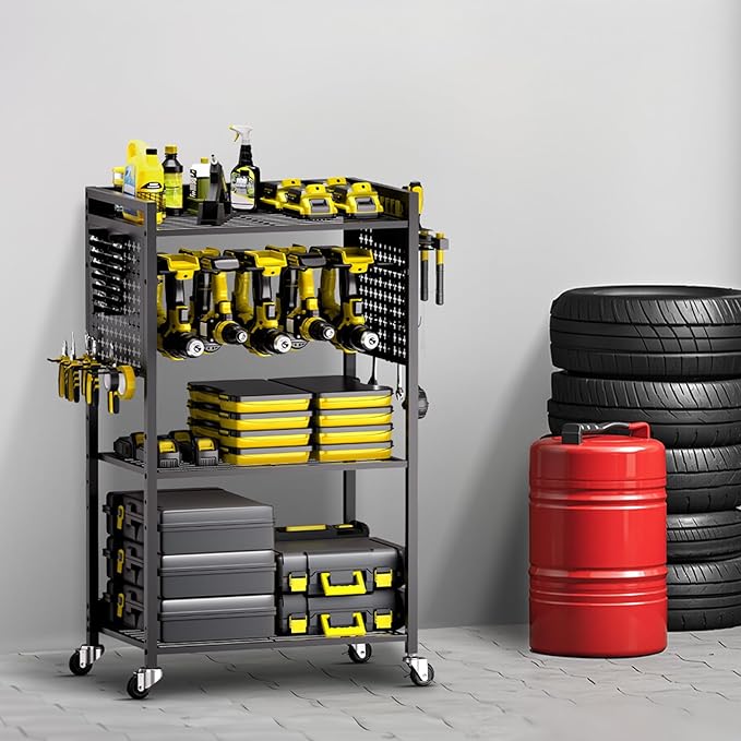 VEVOR 4-Tier Tool Organizer Cart, 150 lbs Load Capacity, Floor Stand Rolling - Image 8