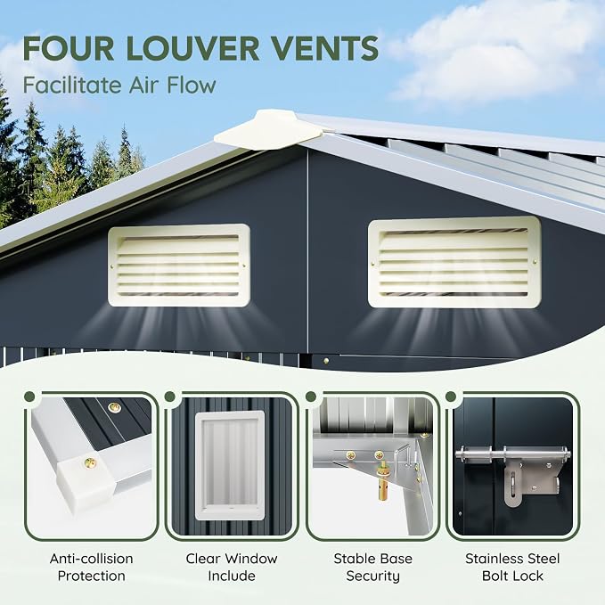 Update Version 6x4 FT Outdoor Metal Storage Shed, Single Door, 1 Clear Window - Image 6