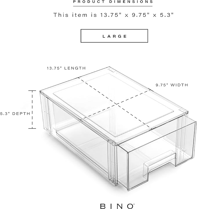 BINO | Stackable Plastic Storage Drawers, Large - Image 3