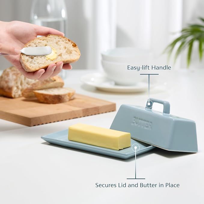 Kook Ceramic Butter Dish with Lid, Kitchen Countertop Butter Keeper, Serving - Image 2