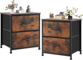DUMOS Small NightStand Set of 2 Fabric Drawer Dressers Short Bedside Tables by DumosLifestyle
