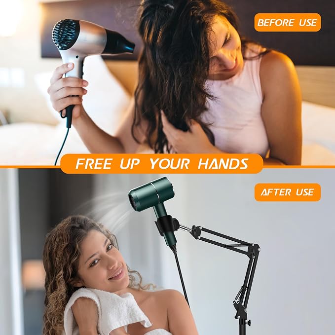 Hair Dryer Stand, 1.68M Height Adjustable, Hands Free Blow Dryer Holder - Image 2