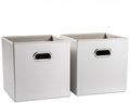 PRANDOM Leather Foldable Cube Storage Bins 13x13 inch Fabric Storage Baskets by Prandom