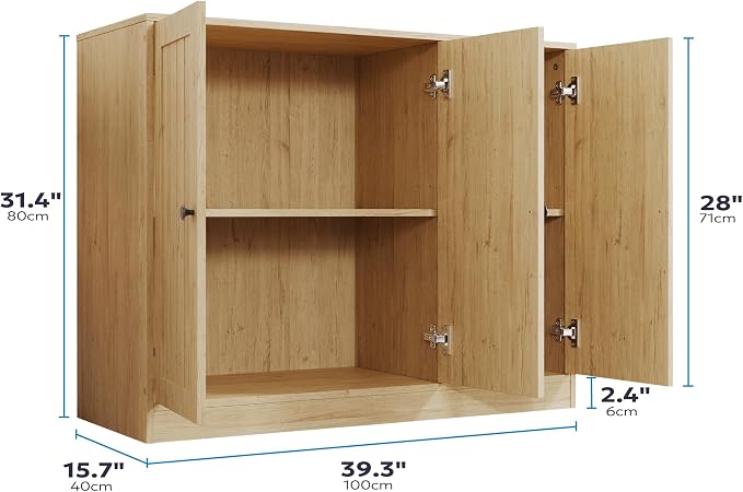 Buffet Cabinet with 3 Door, Kitchen Storage Cabinet with Adjustable Shelf - Image 2
