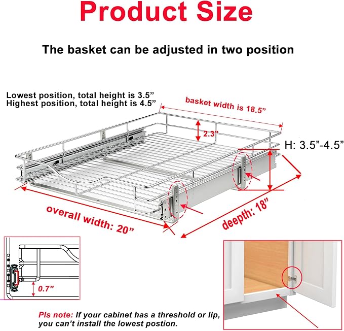 DINDON Pull Out Cabinet Organizer, Heavy-Duty Metal Sliding Drawer Shelf - Image 2