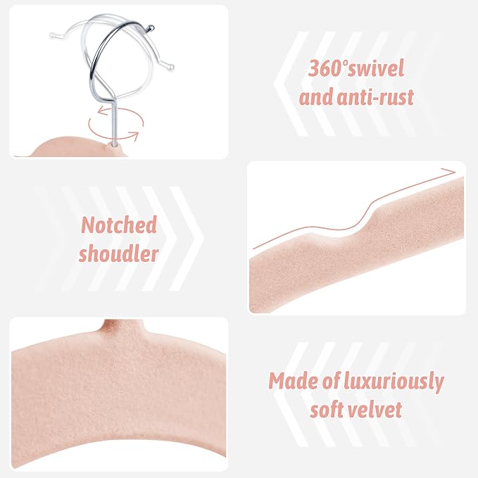 Premium Velvet Shirt Hangers 30 Pack, Non-Slip 360° Swivel Hook Space-Saving - Image 2