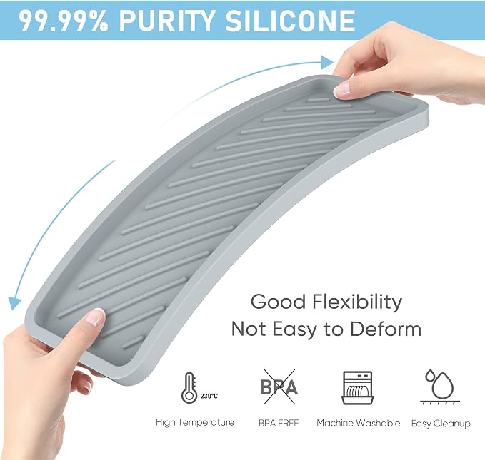 EG-SIPRO Silicone Sponge Holder, Extra Large 12" Kitchen Sink Organizer Tray - Image 3