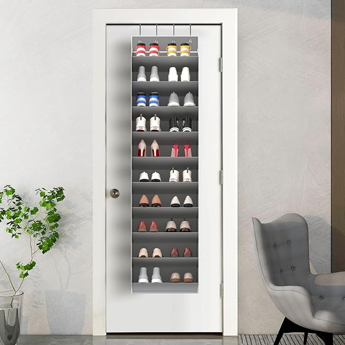 REGELETO 10 Tiers Large Size Over Door Shoe Organizer Storage, Hanging Shoe Rack - Image 7