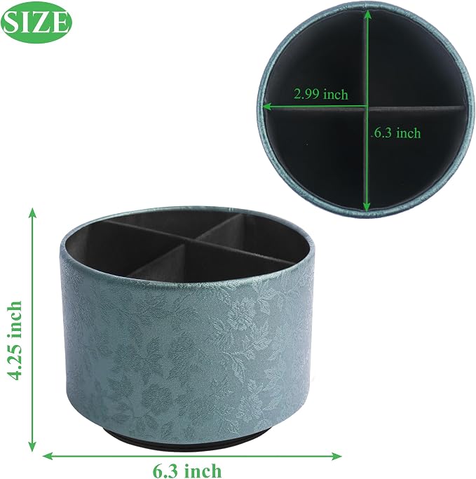 lizimandu Round Leather Art Supply Organizer, Remote Control Holder, 360 Degree - Image 2